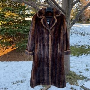 Regal Faux-Fur Vintage Long Brown Coat Size S-L
